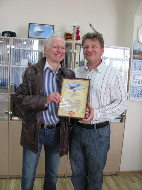 Certificate about the flight in MiG-29. September, 2012