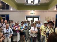 Tourists is listening to the tour in the Museum of the Baikonur cosmodrome
