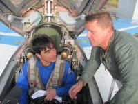 Italian tourist in the cockpit of MiG-29